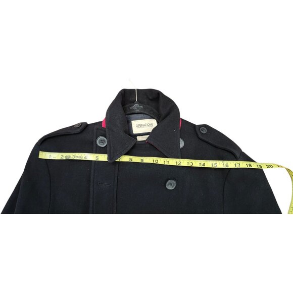 OPERATIONS NYC Black Wool Cashmere Military Peacoat Trench Coat Small USA Made - Picture 16 of 16